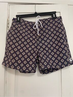 Dandy Del Mar Navy Floral-Pattern Men's Hybrid Swim Shorts 29